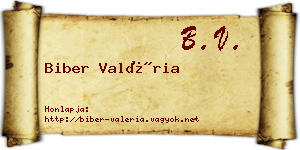 Biber Valéria névjegykártya