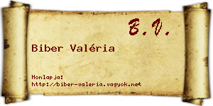 Biber Valéria névjegykártya
